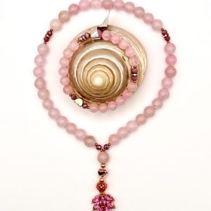 Warda- Handcrafted natural 33 beads 8mm polished Rose Quartz